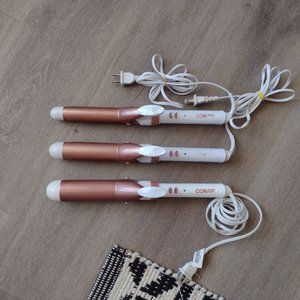 Lot of 3 Conair ceramic curl irons, 1.5, 1.25, 1 inch